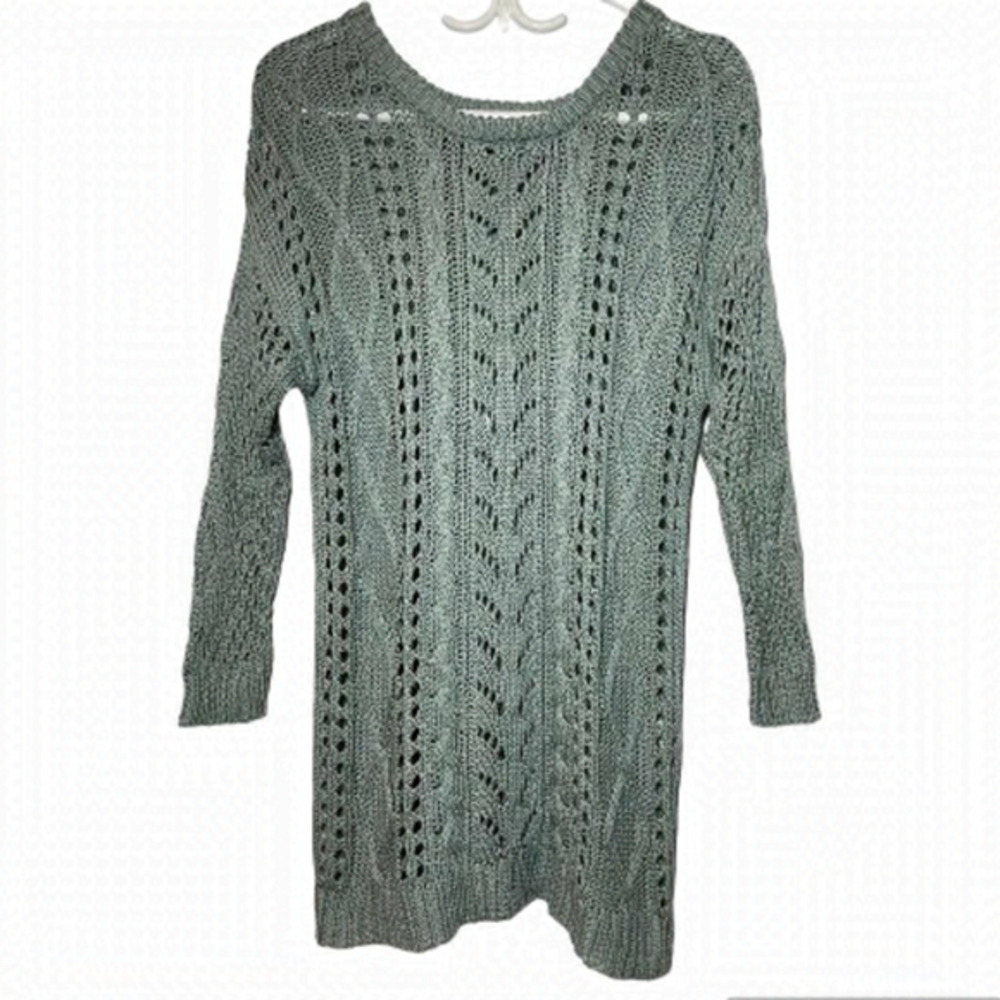 Moussy Long Sleeve Crochet Knit Sweater Dress